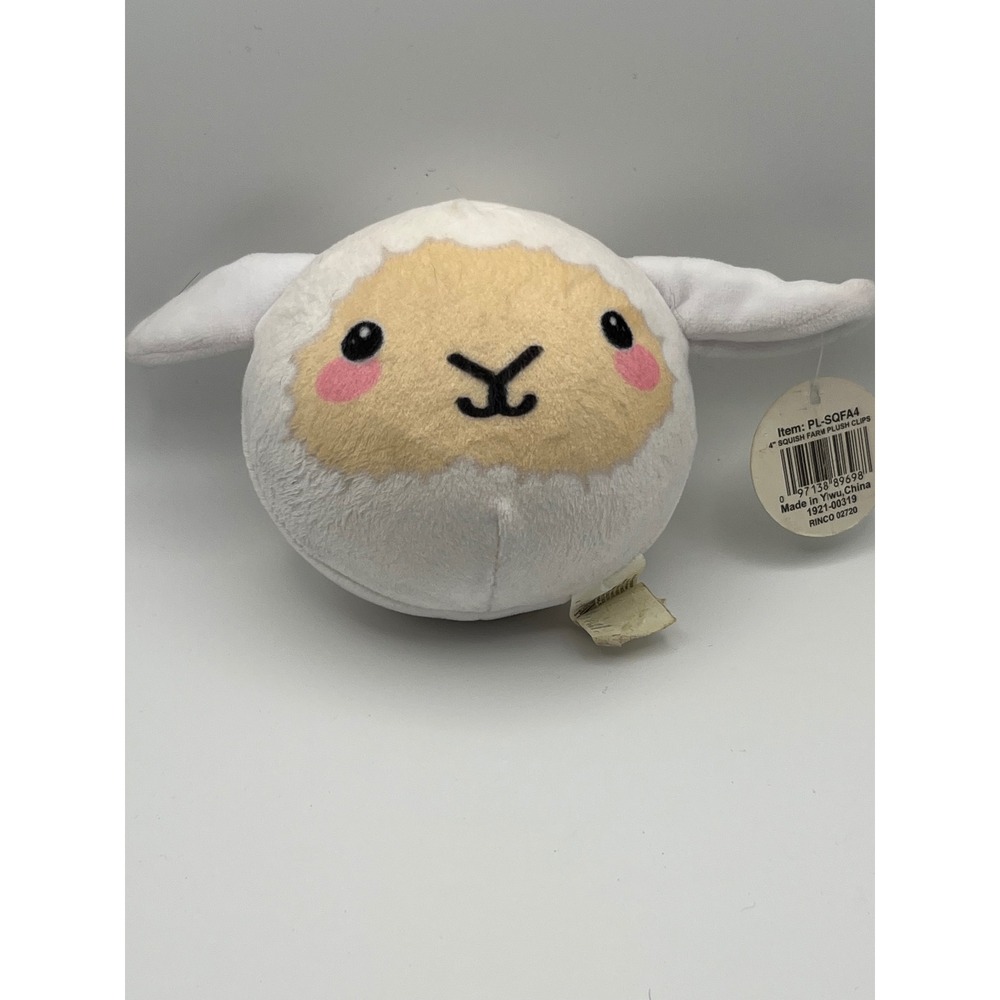 Rinco Squish Farm Plush Clip 4 Inch White Sheep Lamb Toy Network PL-SQFA4 NEW